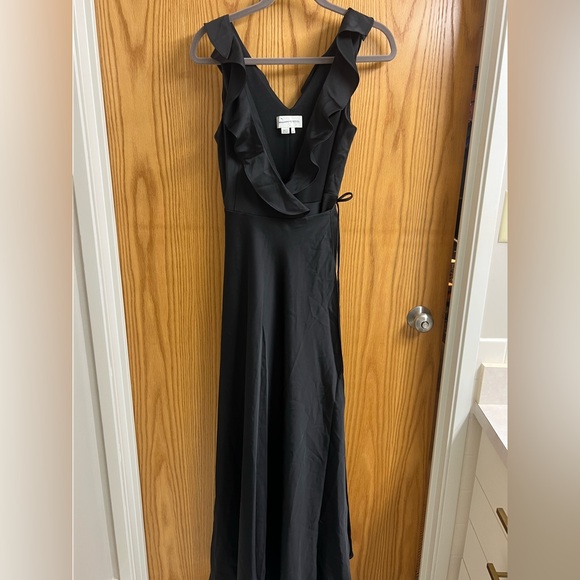 BHLDN Sachin & Babi Tansy Black Charmeuse Maxi Wrap Dress - Picture 4 of 12